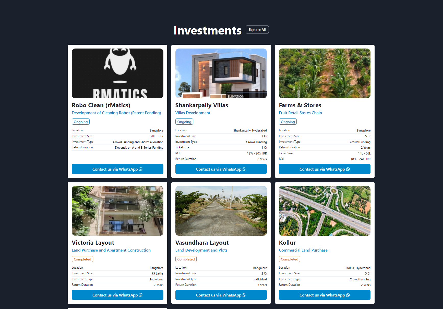 vint invest website investments